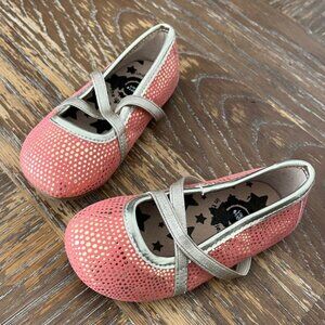 Livie & Luca NWOT GIRL'S AURORA GOLDEN SPECKLE CORAL PINK  BALLET FLAT Sz 6